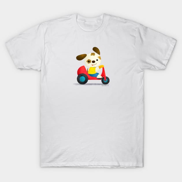 Puppy on a tricycle T-Shirt by julianamotzko